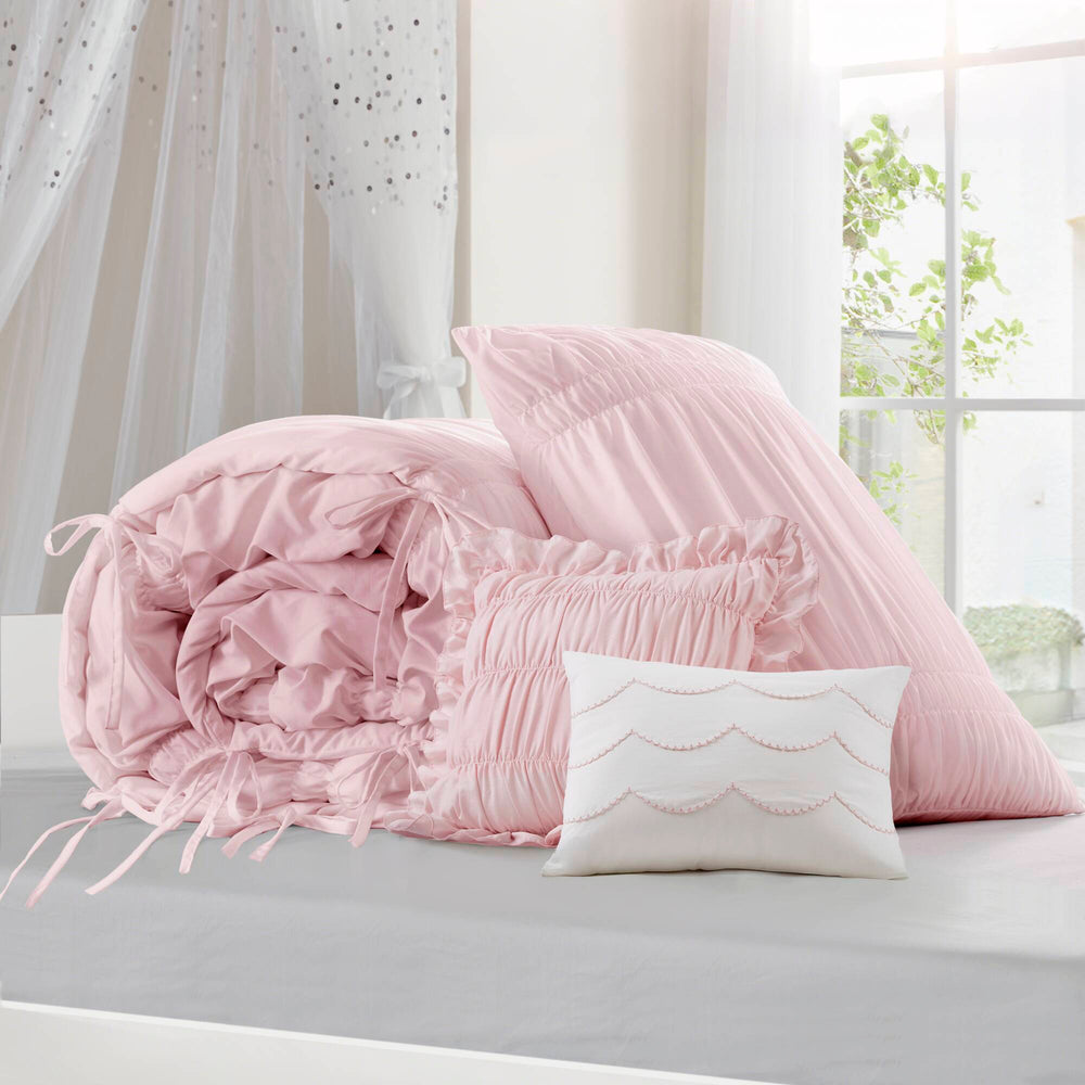 4 Pieces Twin/Twin XL Comforter Set,Pink Media 13