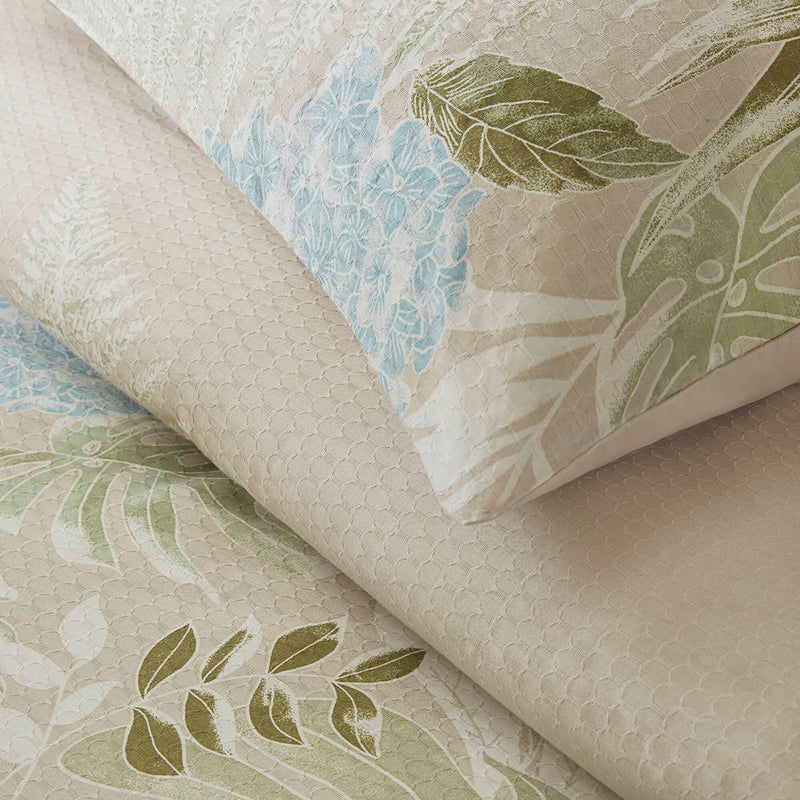 5-Piece King/Cal Kinge Cotton Duvet Cover Set with Throw Pillow