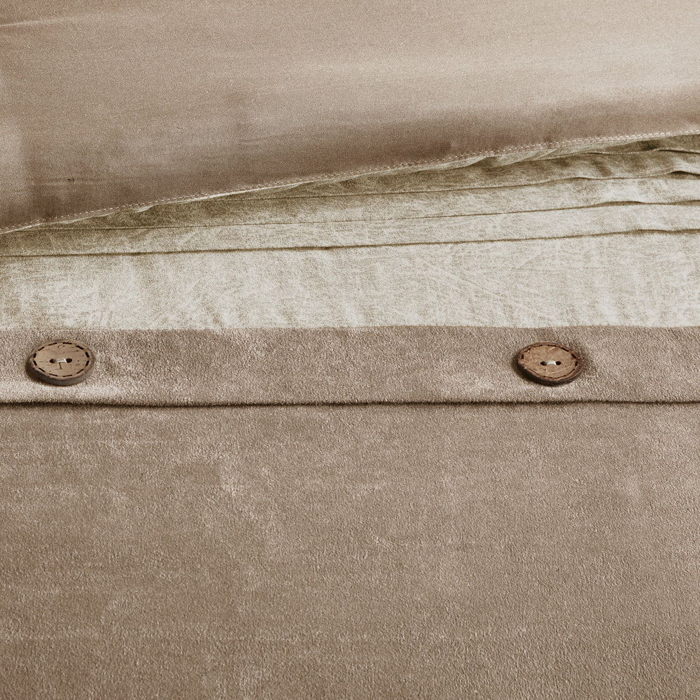 7 Piece Faux Suede Comforter Set Tan King Media 5