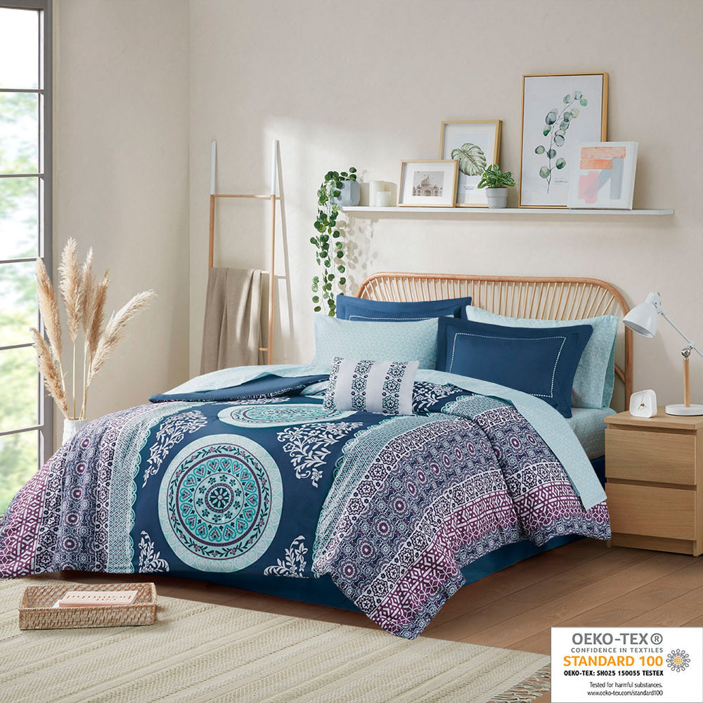Queen Boho Comforter Set with Bed Sheets Media 18
