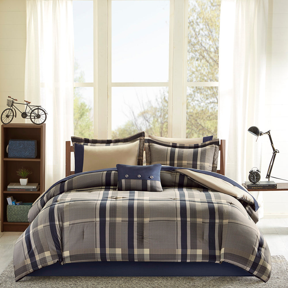 Full Plaid Comforter Set with Bed Sheets Media 8