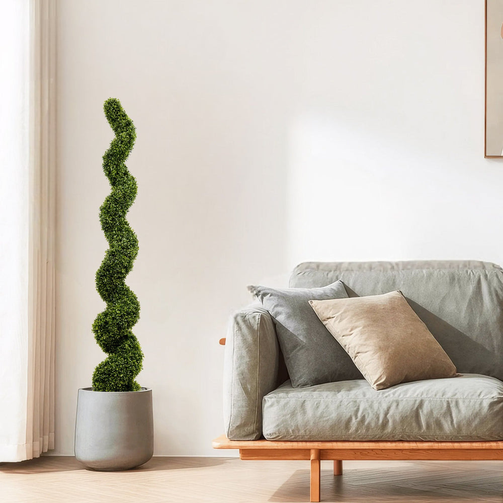Artificial Outdoor UV Resistant Plastic Boxwood Topiary Spiral Tree 180cm Set of 2 Media 6