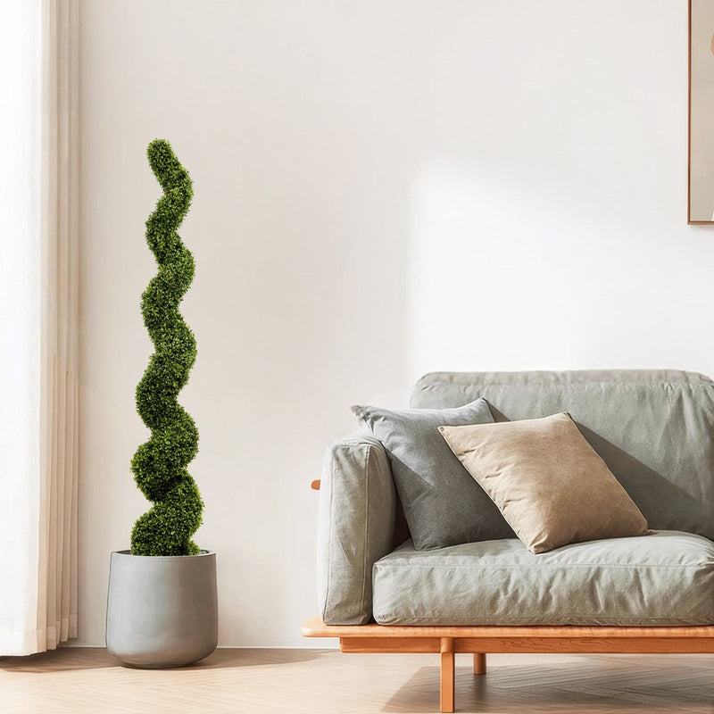 Artificial Outdoor UV Resistant Plastic Boxwood Topiary Spiral Tree 180cm Set of 2