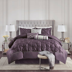 7-Piece 100% Polyester Pieced Pleated Tufted Comforter Set perspective