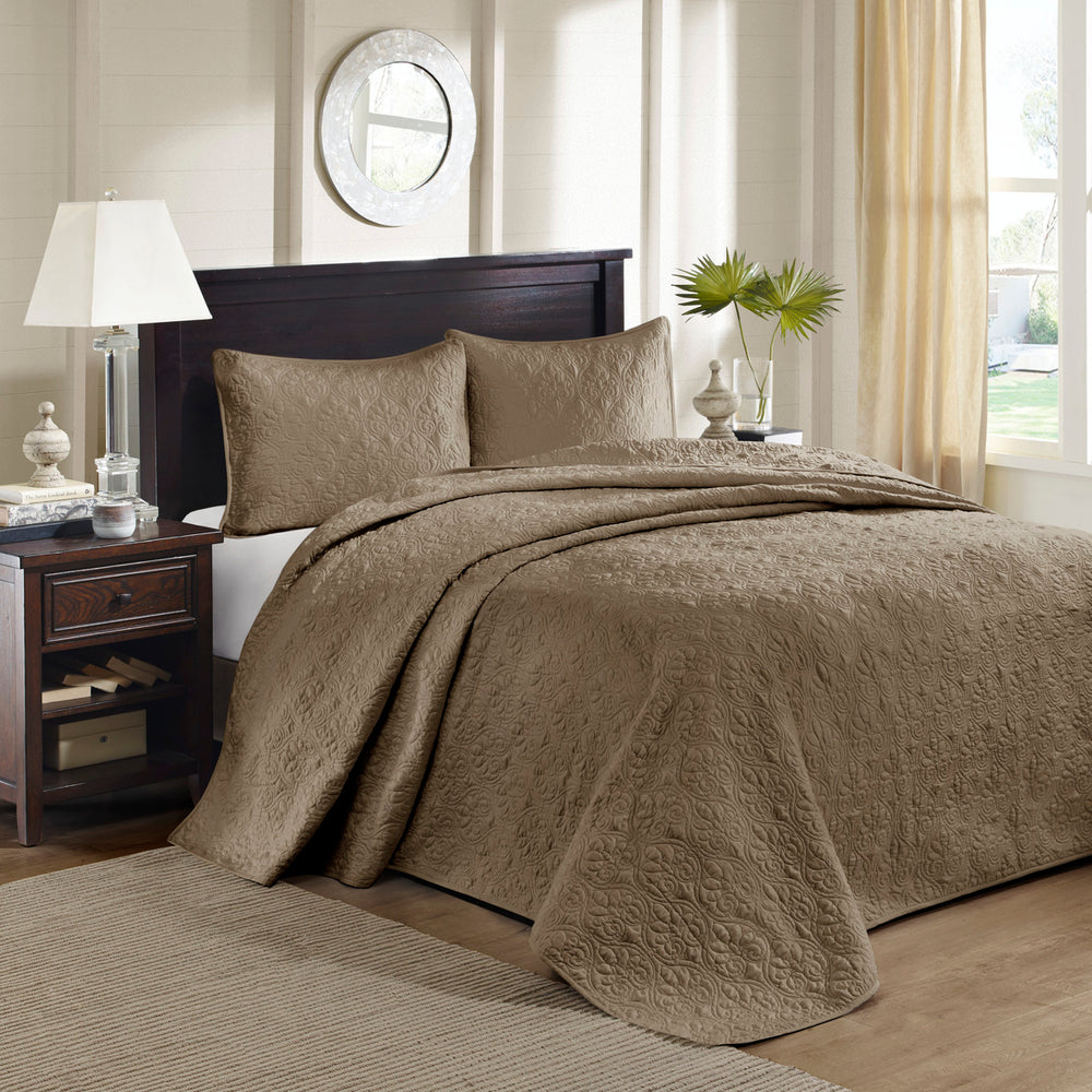 Reversible Bedspread Set Mocha Queen Media 1