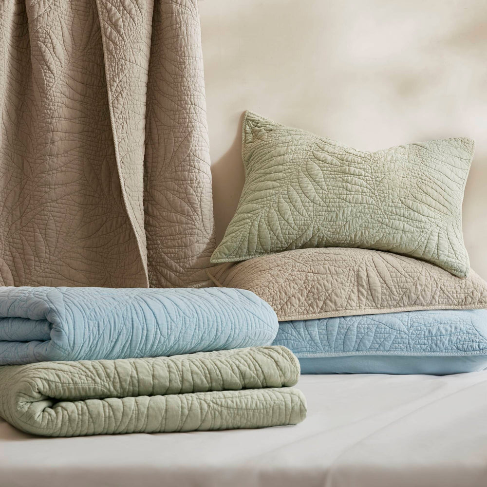 King 3 Piece Cotton Quilt Set Sage Media 12