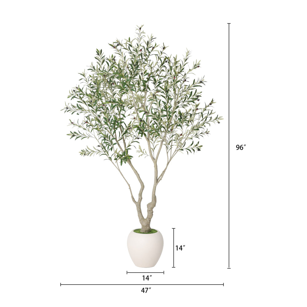8FT Artificial Olive Tree With Decorative White Pot, Tall Indoor & Covered Outdoor Decorative Tree, 1pc/set Media 5