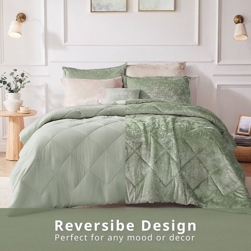 4PCS King/Cal King Velvet Duvet Cover Set with Throw Pillow
