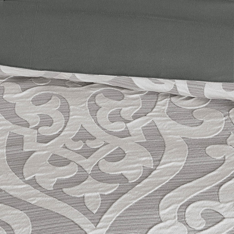 8 Piece Jacquard Comforter Set Silver/Silver Cal King