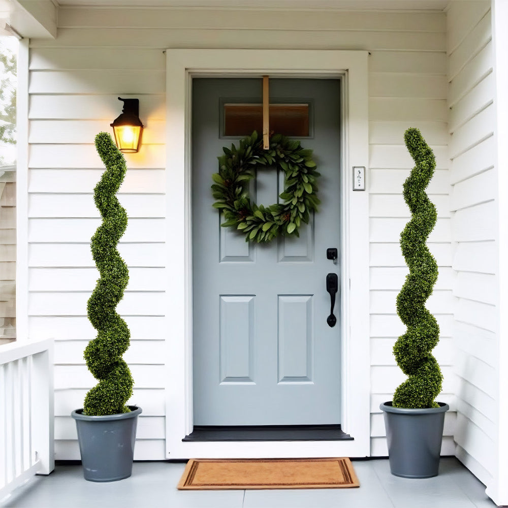 Artificial Outdoor UV Resistant Plastic Boxwood Topiary Spiral Tree 180cm Set of 2 Media 8