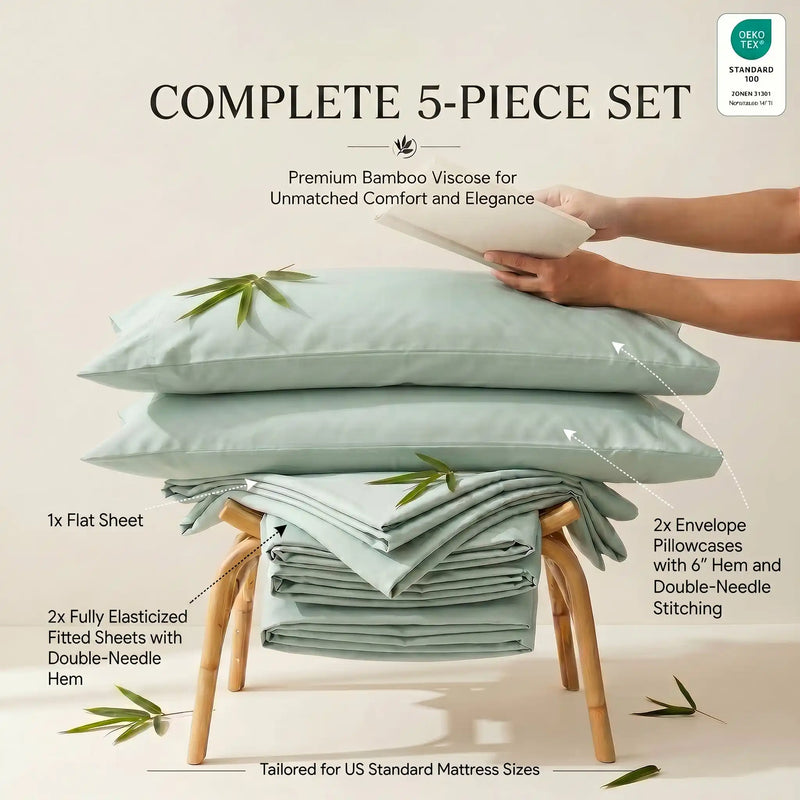 Bamboo Sheet Set Organic Bamboo & Oeko-Tex Certified Soft Sleep Comfort