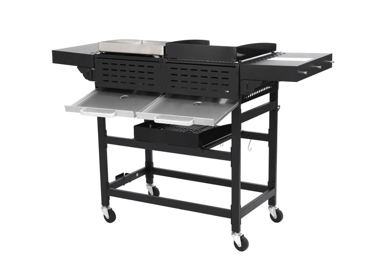 Gas Grill Two Burner Cast Iron Plancha Griddle Outdoor Use Portable