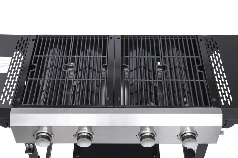 Gas Grill Two Burner Cast Iron Plancha Griddle Outdoor Use Portable
