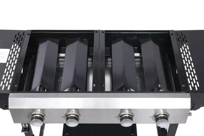 Gas Grill Two Burner Cast Iron Plancha Griddle Outdoor Use Portable
