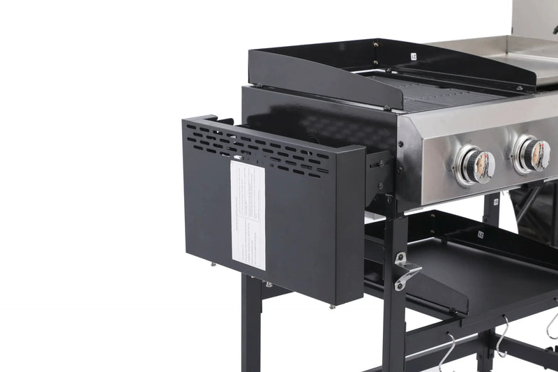 Gas Grill Two Burner Cast Iron Plancha Griddle Outdoor Use Portable