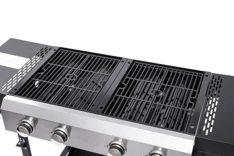 Gas Grill Two Burner Cast Iron Plancha Griddle Outdoor Use Portable