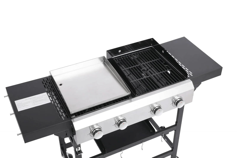 Gas Grill Two Burner Cast Iron Plancha Griddle Outdoor Use Portable