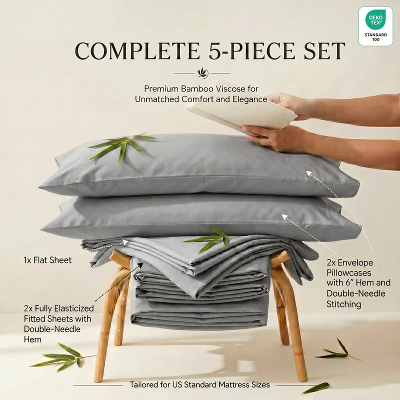 Bamboo Sheet Set Organic Bamboo & Oeko-Tex Certified Soft Sleep Comfort