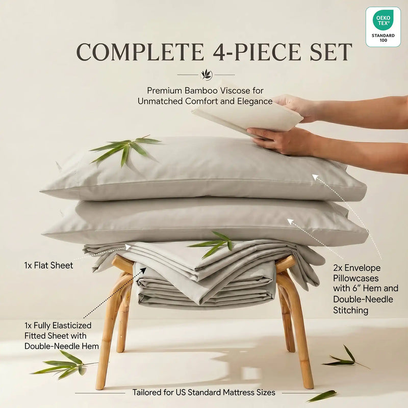 Bamboo Sheet Set Organic Bamboo & Oeko-Tex Certified Soft Sleep Comfort