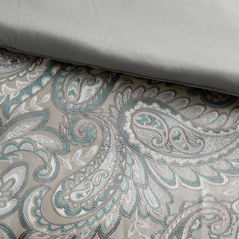 12 Piece Comforter Set with Cotton Bed Sheets Teal Queen Media 21