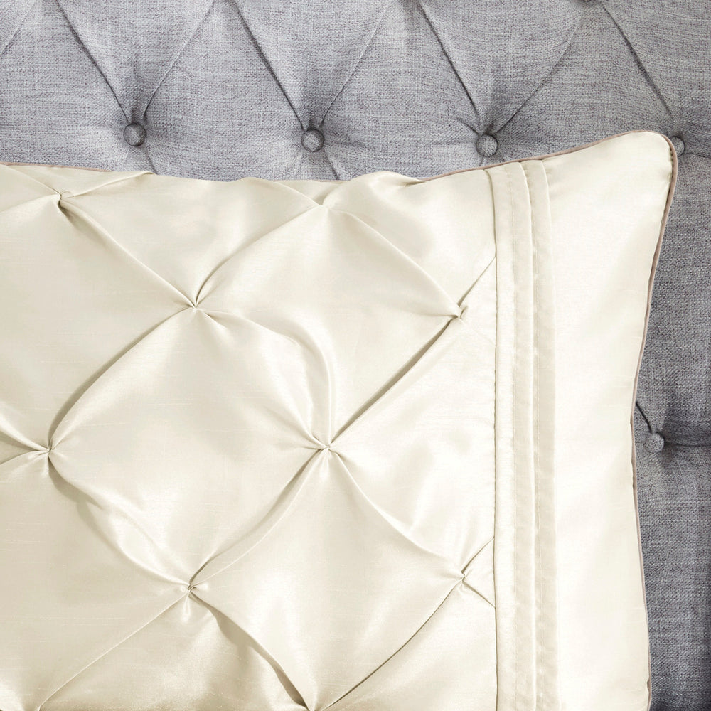 7 Piece Tufted Comforter Set Ivory Cal King Media 9
