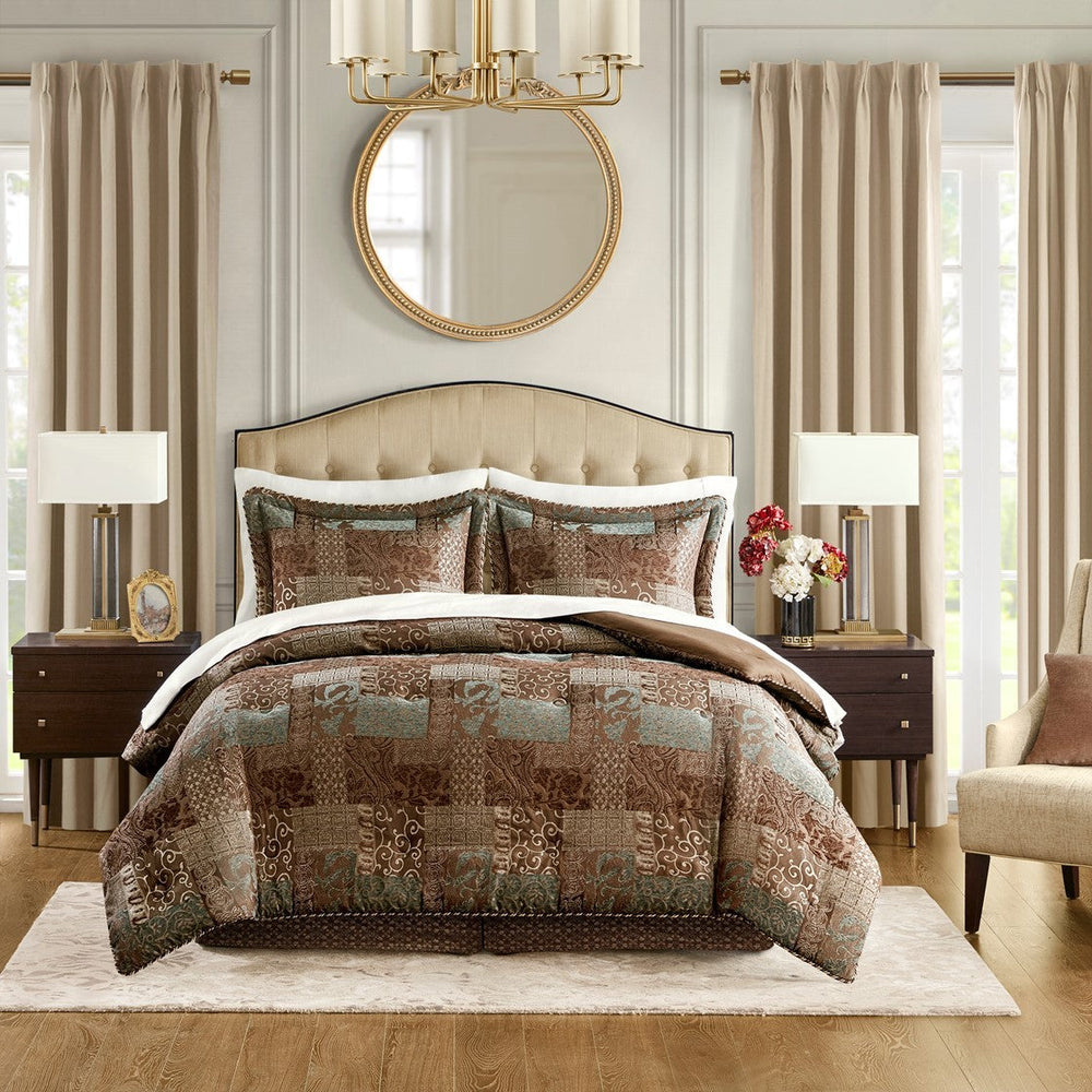 4 Piece Brown Comforter Set Brown Cal King Media 8