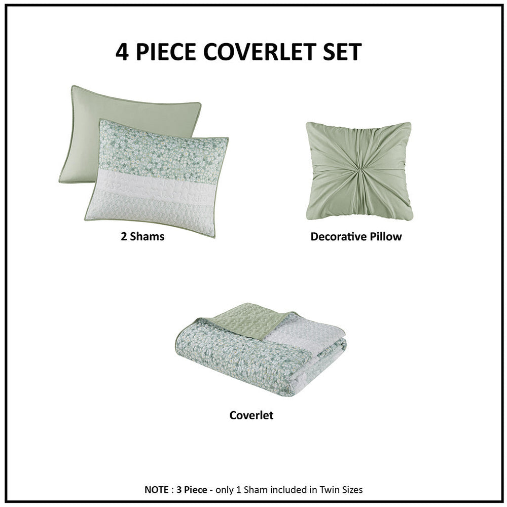 King/Cal King 4 Piece Seersucker Quilt Set with Throw Pillow Media 13
