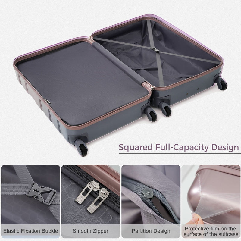 Luggage Set ABS Hardside Lightweight Golden 20 24 28 Inches Spinner Wheels TSA Lock