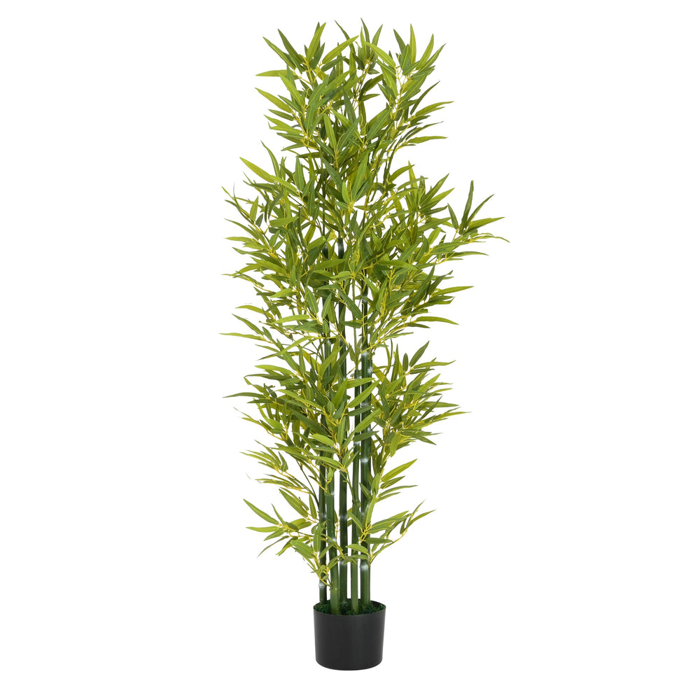 5' Artificial Bamboo with Black Plastic Pot, Set of 2 Media 4