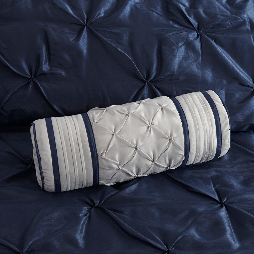 7 Piece Tufted Comforter Set Navy Cal King Media 10