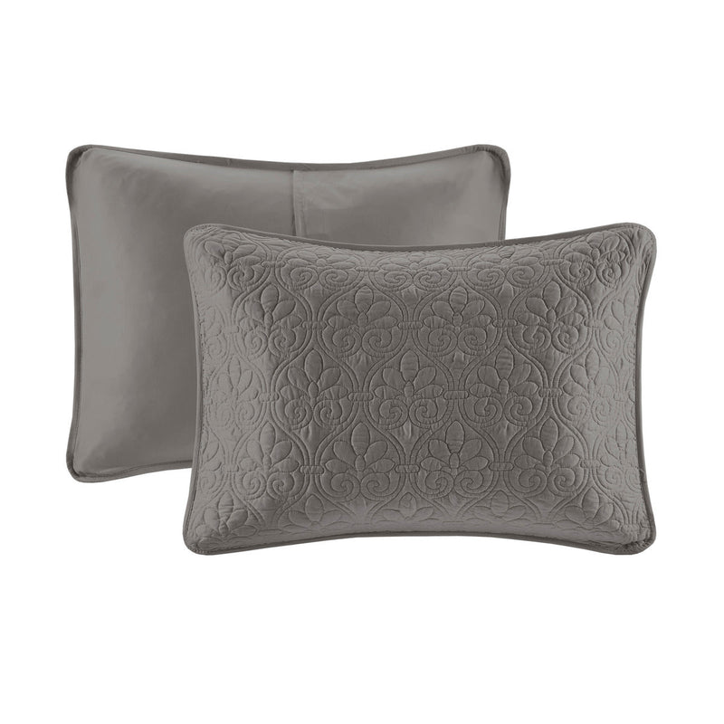 Reversible Bedspread Set Dark Grey Full