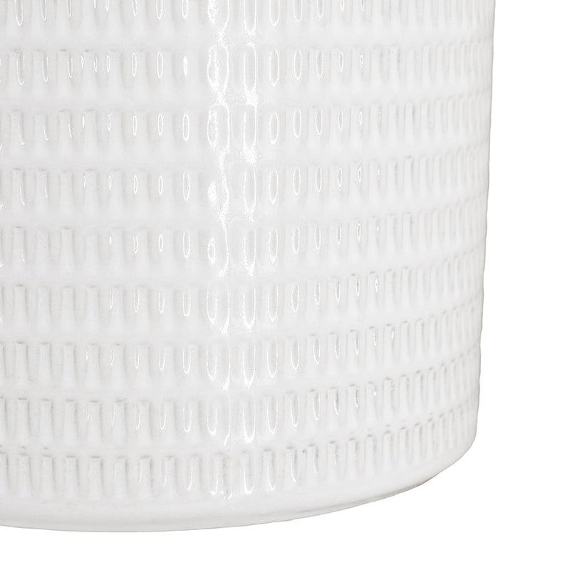 S/2 Textured White Ceramic Planters