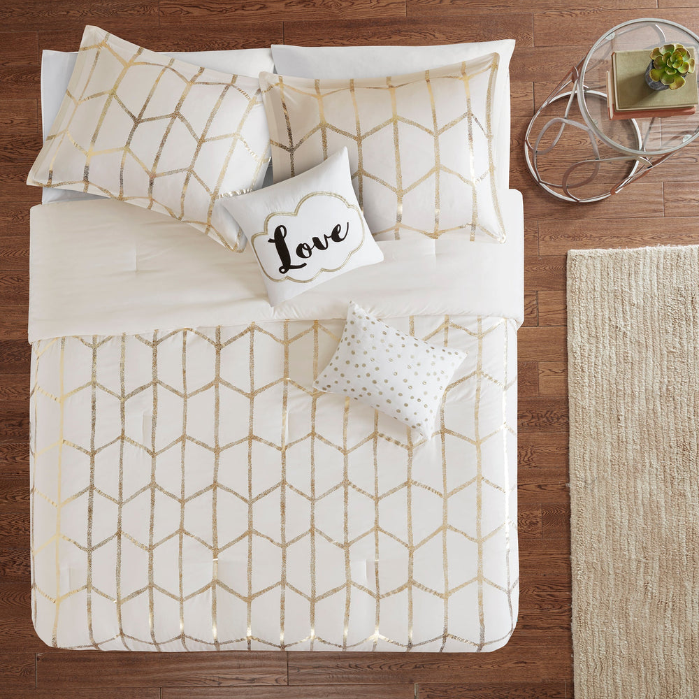 5-Piece Full/Queen 100% Polyester Brushed   Printed Comforter Set Media 4