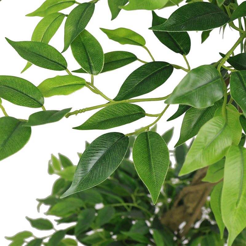 6FT Lifelike Artificial Ficus Tree with Black Pot for Home or Office Decor, Green Plastic Indoor Plant