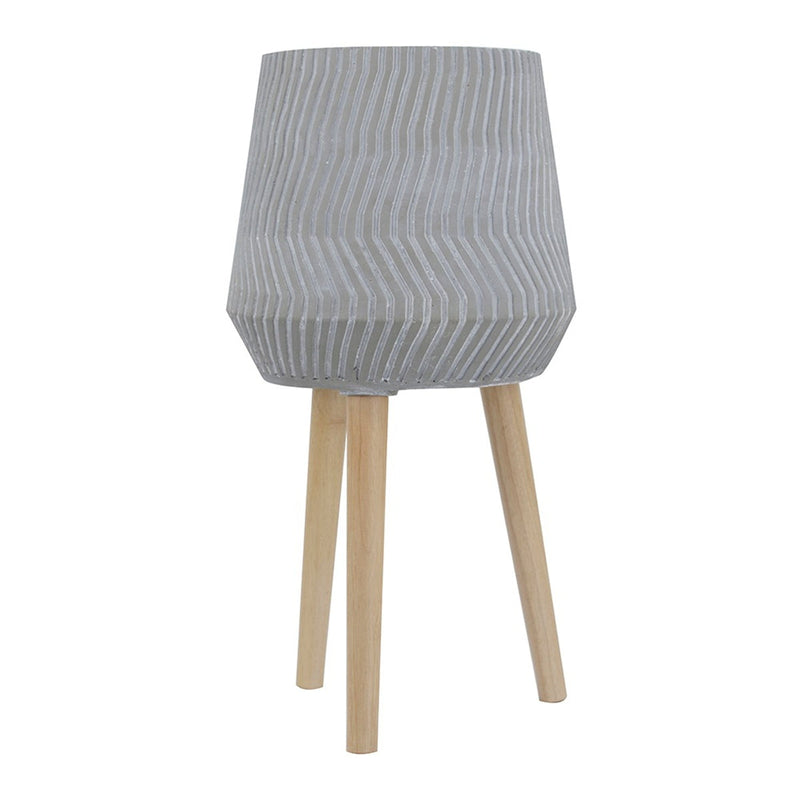 14.6x14.6x28' Cement and Wood Plant Stand, Indoor Outdoor Plant Holder
