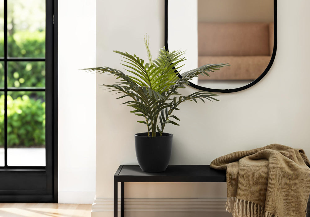 Artificial Plant, 20' Tall, Palm, Indoor, Faux, Fake, Table, Greenery, Potted, Real Touch, Decorative, Green Leaves, Black Pot