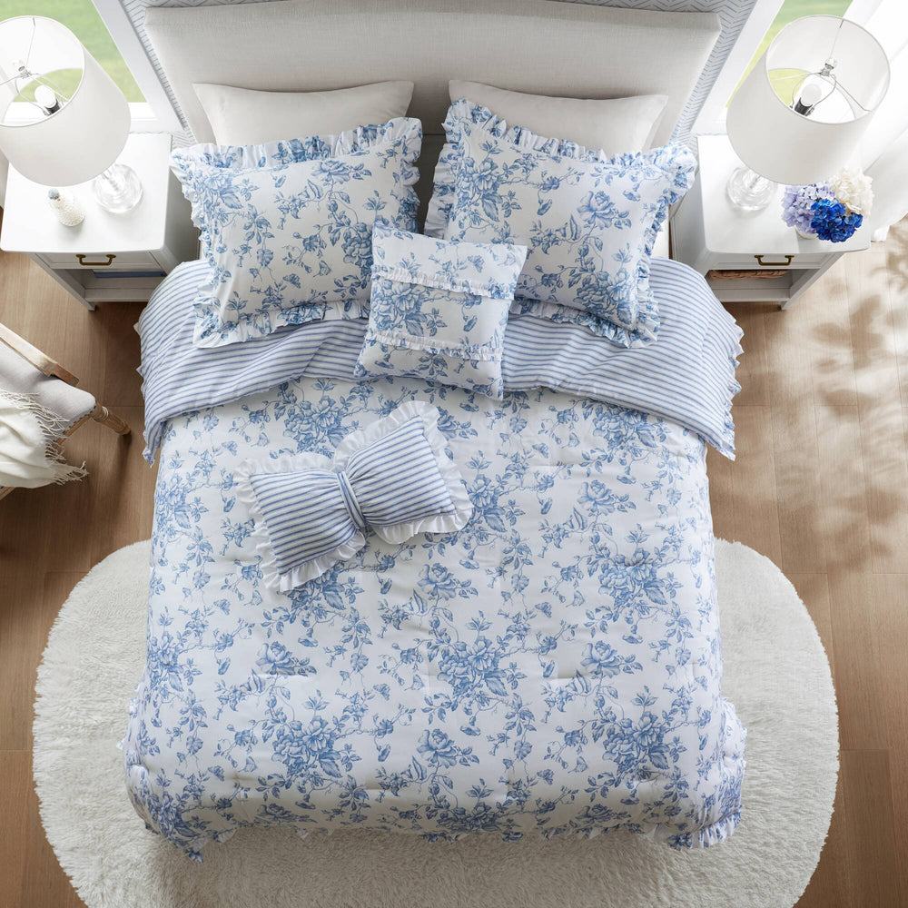 5 Pieces King Comforter Set with Decorative Pillows,Blue Media 16