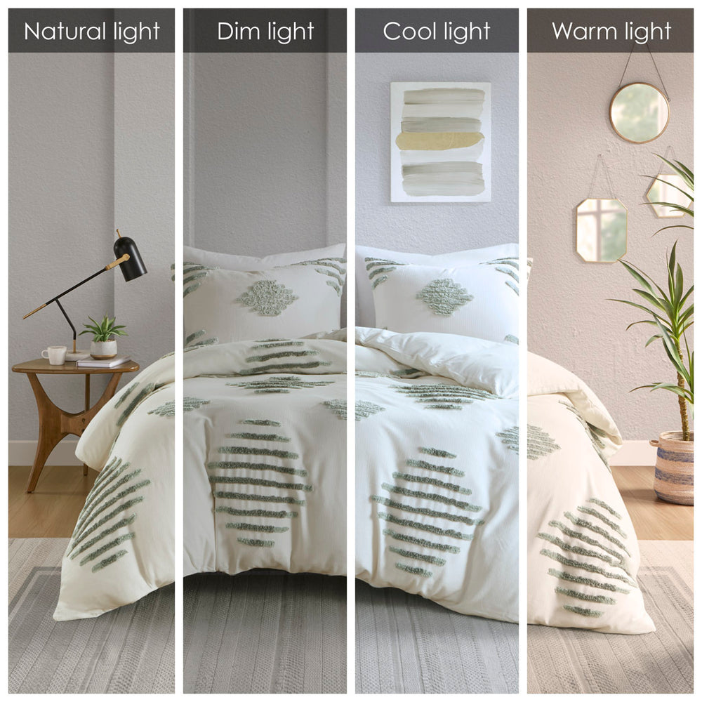 King/Cal King 3 Piece Cotton Blend Chenille Duvet Cover Set Media 4