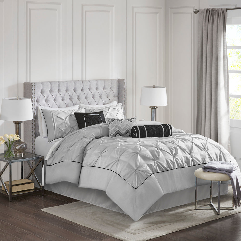 7-Piece Queen 100% Polyester Pieced Pleated Tufted Comforter Set Media 10