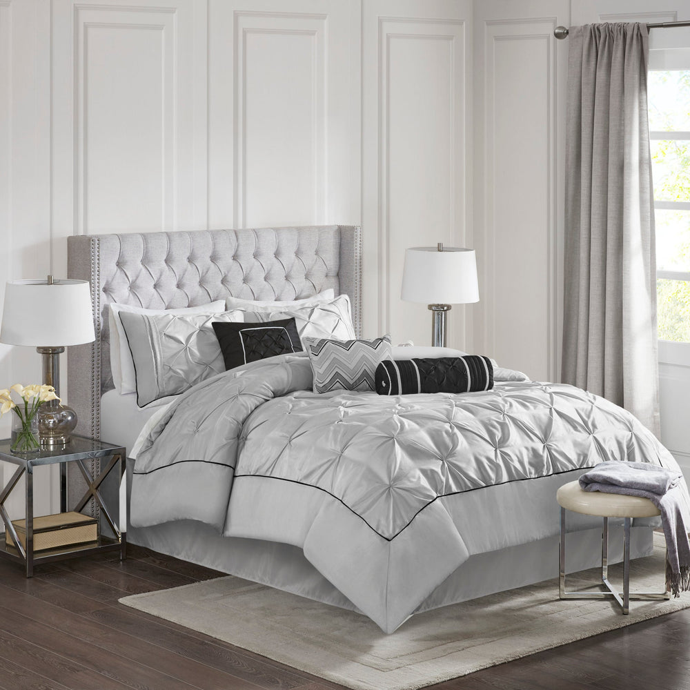 7-Piece King 100% Polyester Pieced Pleated Tufted Comforter Set Media 10