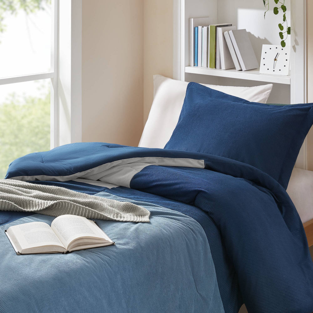 2 Pieces Twin/Twin XL Comforter Set,Blue Media 4