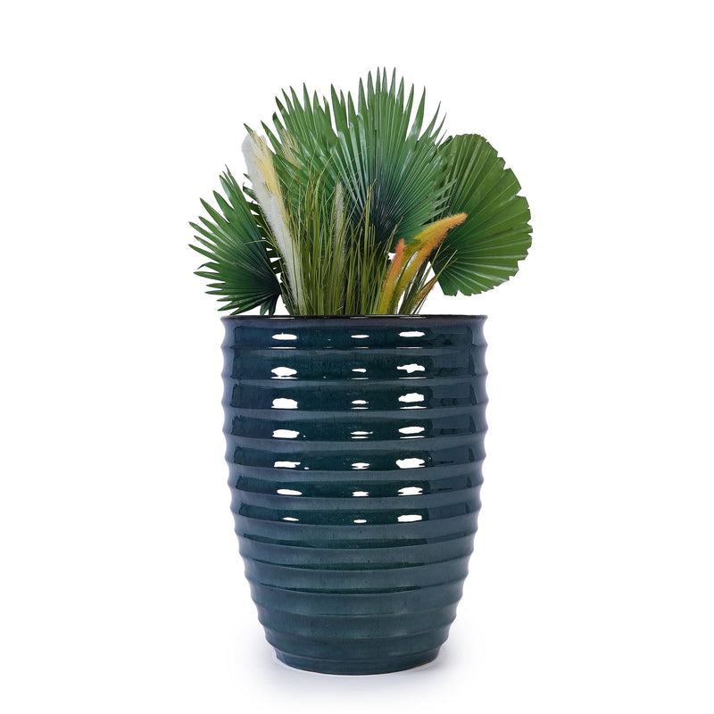 Ceramic Flowerpot, Modern Planter for Patio, Garden, Windowsill - Army Green
