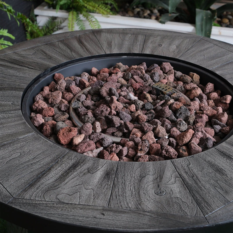 Outdoor Propane Fire Pit Concrete Stonecrest & Lava Rocks Cover Included