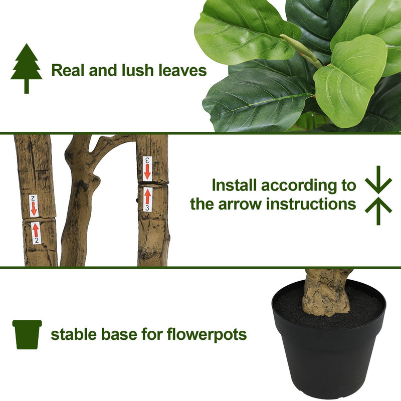 7FT Tall Artificial Banyan Tree Silk Plant – Large Faux Greenery with Natural Look Leaves for Indoor Outdoor Home Office Decoration, Potted Fake Tree, 1pc/set