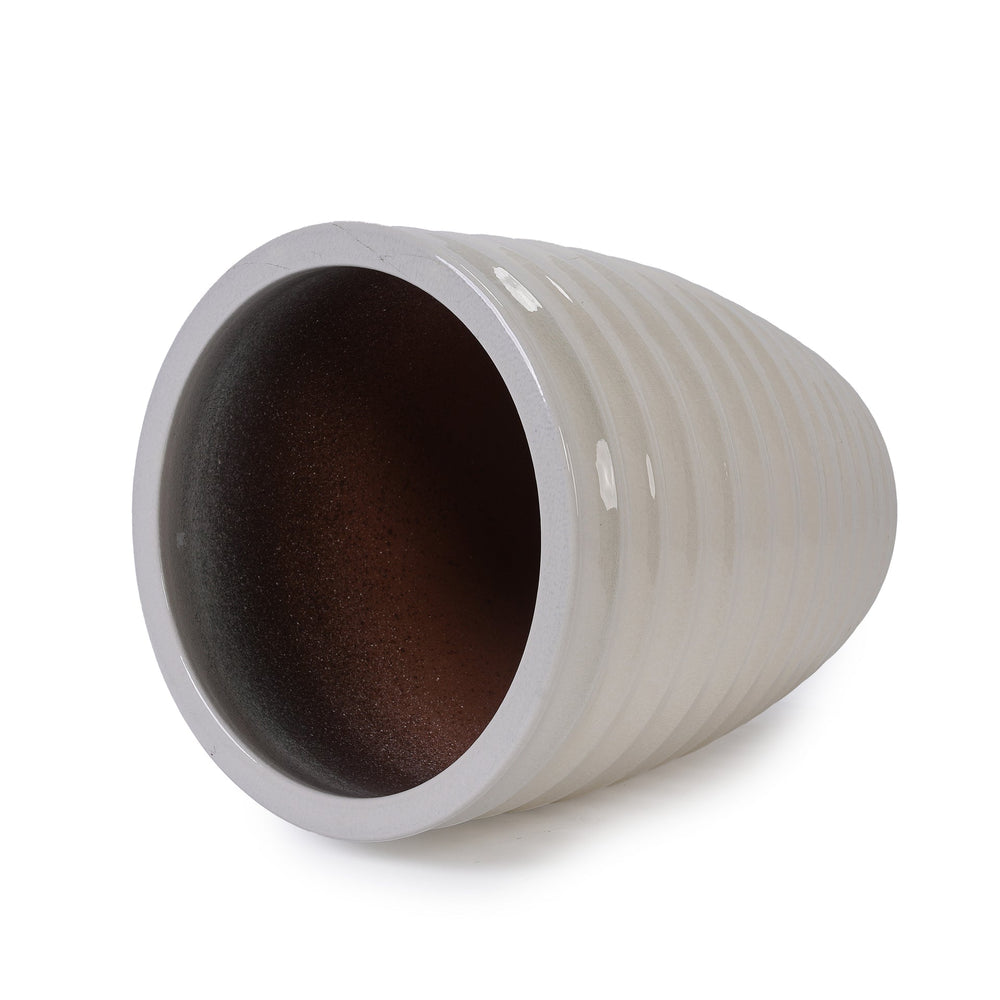 Ceramic Flowerpot, Modern Planter for Patio, Garden, Windowsill - Milk White Media 9