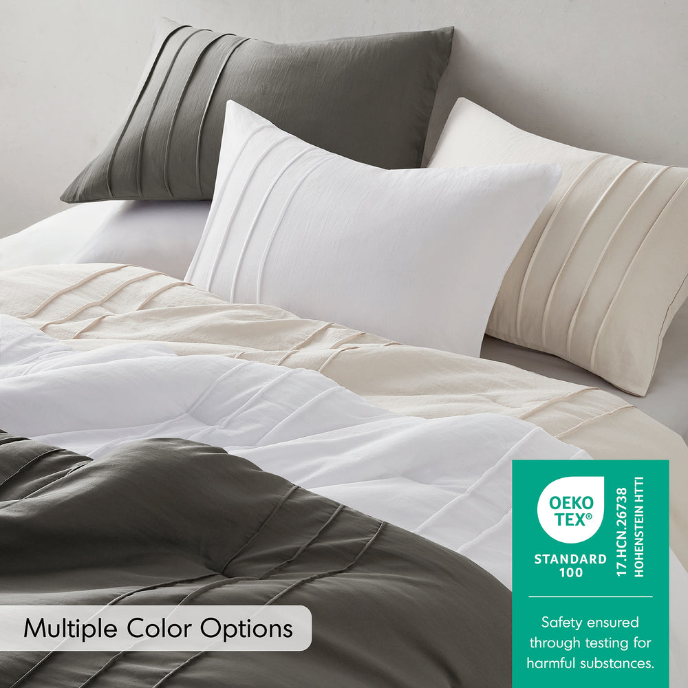 3-Piece Cal King Soft Washed Pleated Comforter Set Media 5