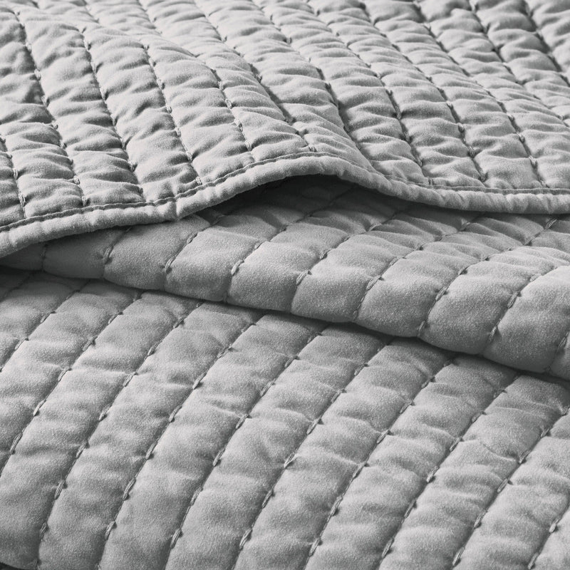 3 Piece Quilt Set Grey Full/Queen