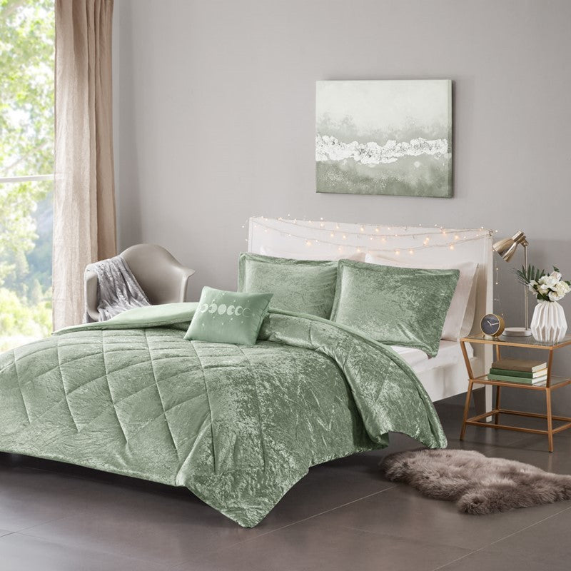 4PCS King/Cal King Velvet Duvet Cover Set with Throw Pillow