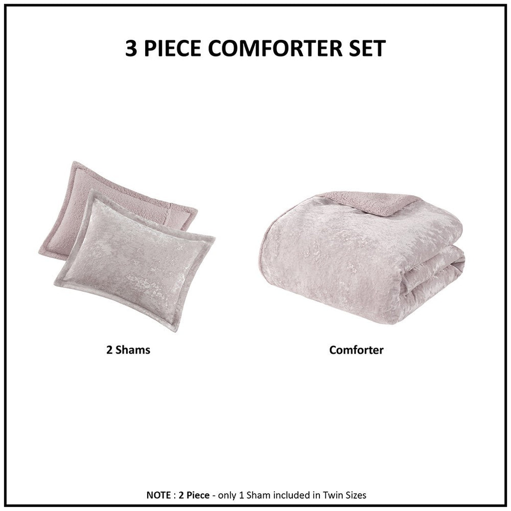 Twin/Twin XL Crushed Velvet Sherpa Reversible Comforter Set Media 7