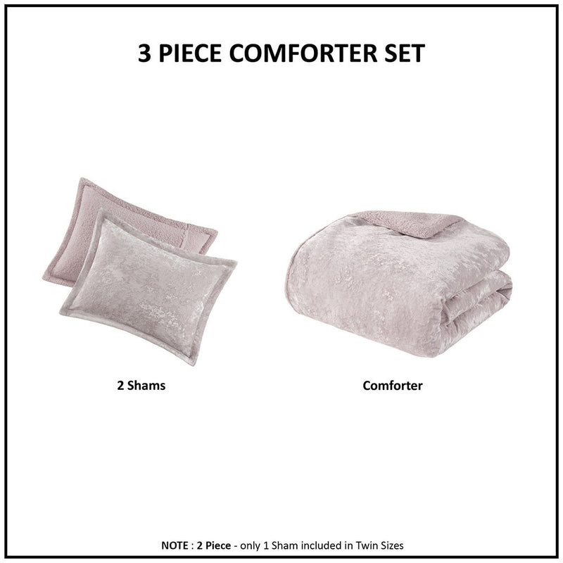 Twin/Twin XL Crushed Velvet Sherpa Reversible Comforter Set